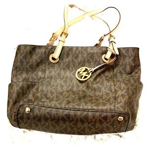 Michael Kors Brown MK logo tote bag